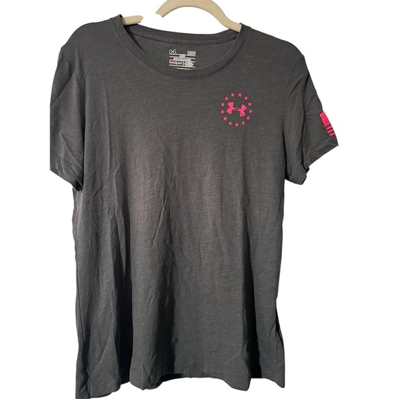 Under Armour Hot Pink Freedom Flag Tee Kids Large Or Adult Small - Picture 1 of 4